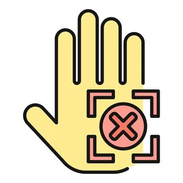 Hand scanning biometric recognition failure concept icon Stock Illustration