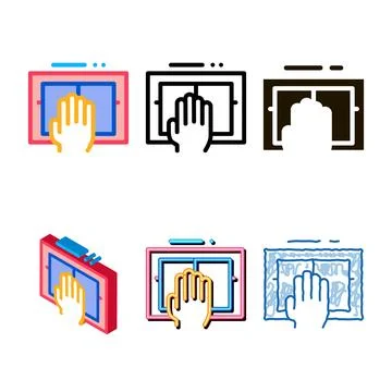 Hand scanning icon vector variety outline Illustrazione stock
