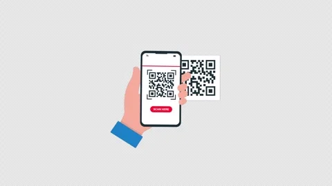 Hand Scanning QR Code Animation Video - Transparent Video stock 317078541