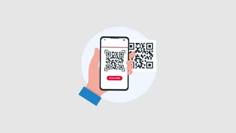 Hand Scanning QR Code Animation Video - Transparent Video stock 317078923