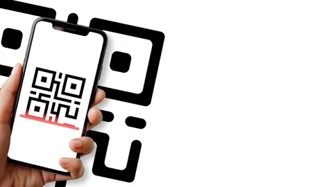 Hand Scanning QR Code with Smartphone Screen Close Up. Stock Footage 341401459