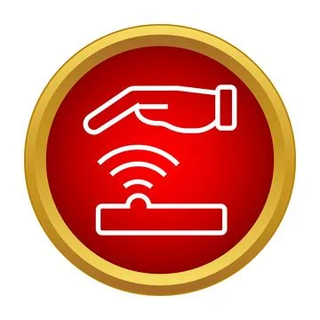 Hand scanning signal over sensor symbol icon Ilustração Stock