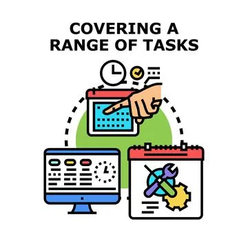 Hand scheduling tasks on calendar, demonstrating comprehensive service Stock-Illustration