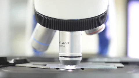 Hand scientis using microscope in laboratory. Stock Footage 105856027