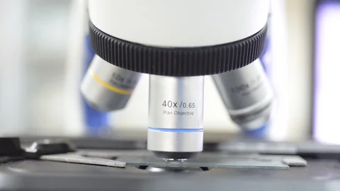Hand scientis using microscope in laboratory. Stock Footage 105856183