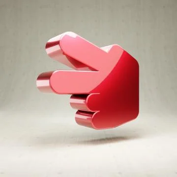 Hand Scissors icon. Red glossy metallic Hand Scissors symbol isolated on whit Ilustración de archivo