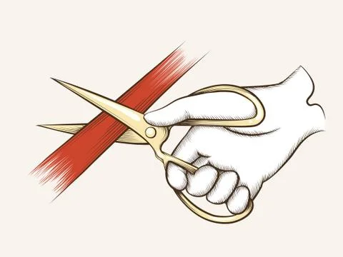 Hand with scissors Stock Illustration