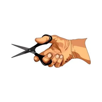 Hand with scissors. Stock Illustration
