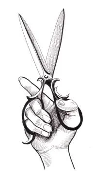 Hand with scissors Stock Illustration