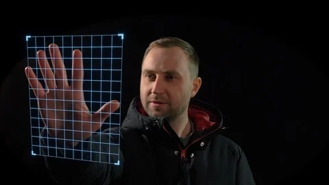 Hand screening grid on the dark background. Stock Footage 105448002