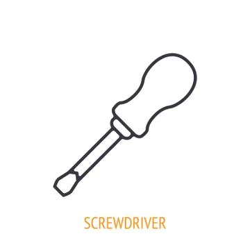 Hand screwdriver outline icon. Vector illustration. Hand work tools Stock Illustration