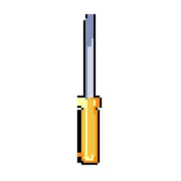 Hand screwdriver pixel art vector illustration Stock Illustration