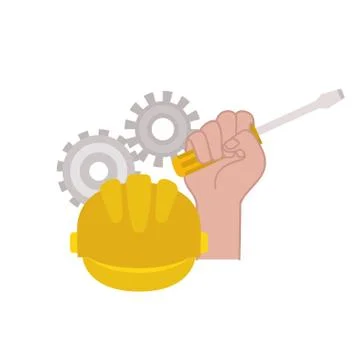 Hand with screwdriver tool isolated icon Stock Illustration