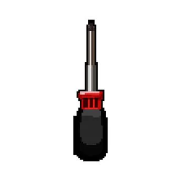Hand screwdriver tool pixel art vector illustration Stock Illustration