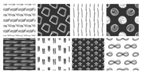 Hand scribble seamless pattern. Simple hand drawn abstract vector texture Stock Illustration