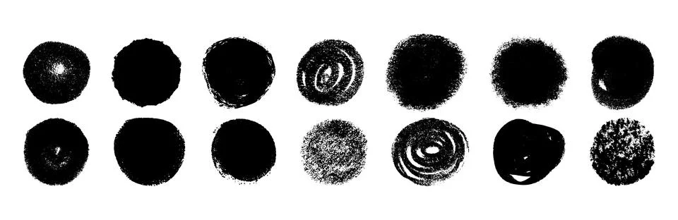 Hand-scribbled crayon circles with pastel texture. Paint oval shapes and wax Stock Illustration