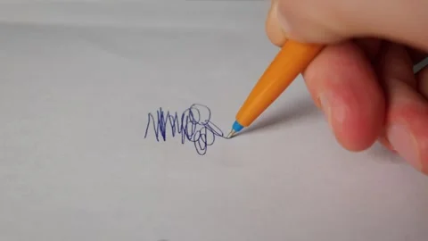 Hand Scribbling Blue Ink Zigzag Lines with Orange Ballpoint Pen Stock Footage 339365744