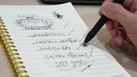 Hand Scribbling Mistakes on Business Strategy Notebook Stock Footage 340847300
