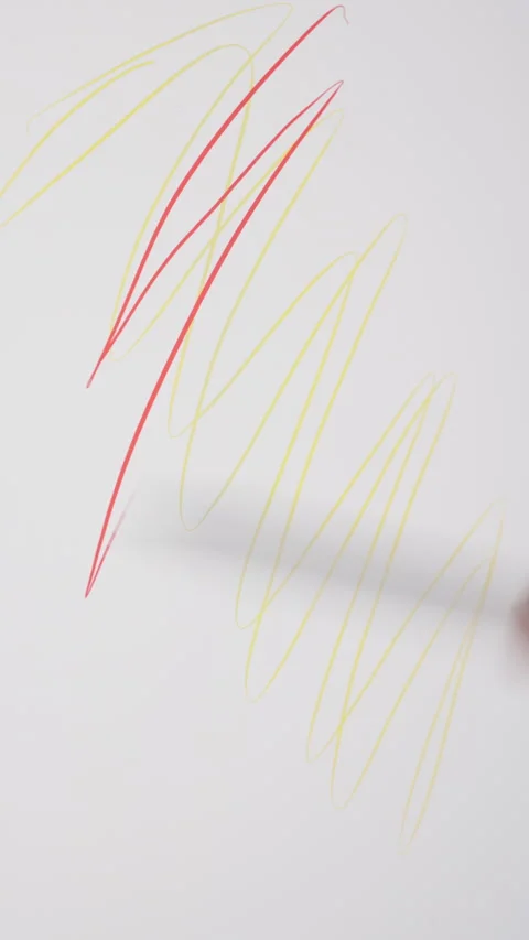 Hand Scribbling Random Colored Lines On Touchscreen Using Stylus Pen Stock Footage 308580903