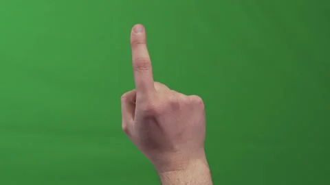 Hand Scrolling Down With Index Finger On Invisible Interface Green Screen Stock Footage 324568813