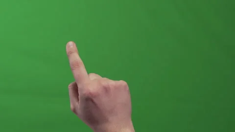 Hand Scrolling Invisible Virtual Page On Green Chroma Key Background Stock Footage 324568923