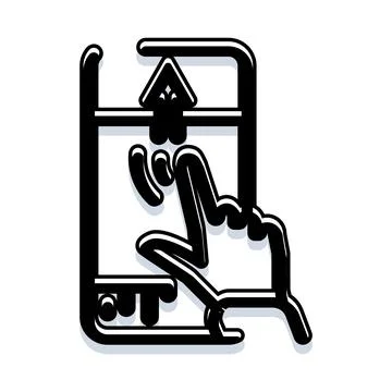 Hand scrolling up on mobile phone interface Illustrazione stock