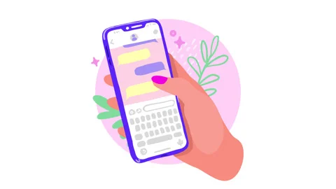 Hand scrolls the messages on the phone Stock Footage 134277280