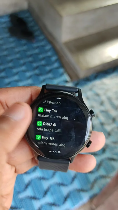 A hand scrolls on a smartwatch. Stock Footage 295904547