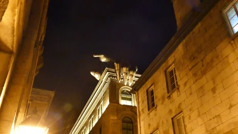 Hand sculpture on building Stock Footage 116708026