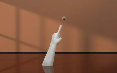 Hand sculpture with empty room, 3d rendering. Stock Illustration