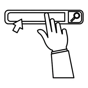 Hand with search bar browser interface Illustrazione stock