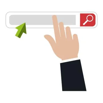 Hand with search bar browser interface Stock Illustration