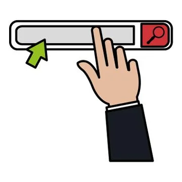 Hand with search bar browser interface 스톡 일러스트