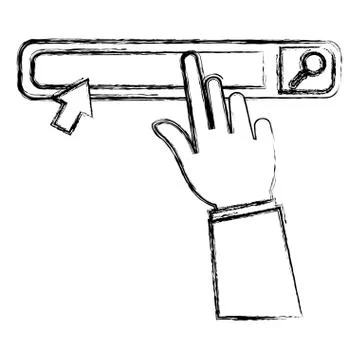 Hand with search bar browser interface イラスト素材