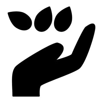 Hand with seeds solid icon. Grains with hand vector illustration isolated on Stock Illustration