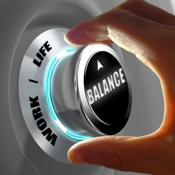 Hand selecting a balance between work and life. Concept. 3D Rendering Stock Illustration
