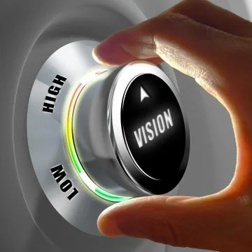 Hand selecting between a low or high vision. Concept. 3D Rendering Stock Photos