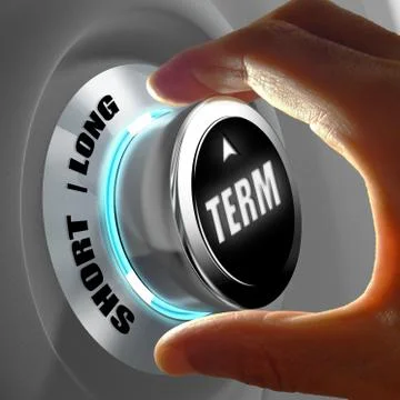 Hand selecting between short and long term. Concept. 3D Rendering Stock Illustration