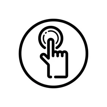 Hand selecting button. Finger touch and press the item. Commerce outline icon Stock Illustration