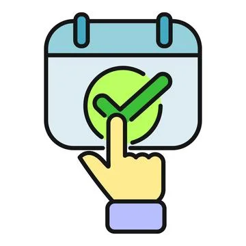 Hand selecting event on calendar with checkmark Ilustración de archivo