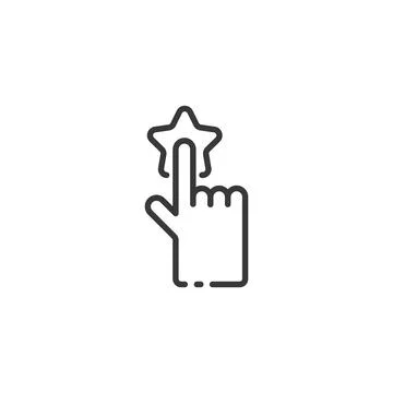 Hand selecting favorite thin line icon. Rating concept. Finger pressing the s Stock Illustration