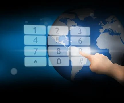 Hand selecting nine from number pad hologram Stock Illustration