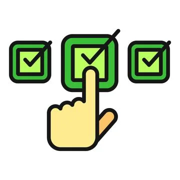 Hand selecting option with check mark on ballot box Stock Illustration