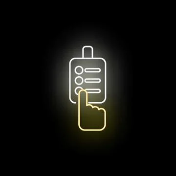 Hand selecting option on digital neon checklist Illustrazione stock