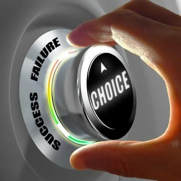 Hand selecting a success or failure choice. Concept. 3D Rendering Stock Illustration
