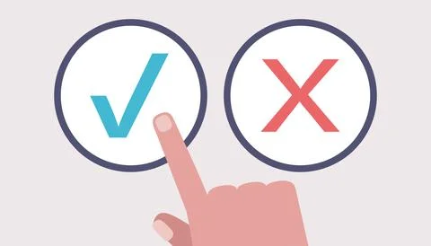 Hand selects buttons yes or no Illustrazione stock