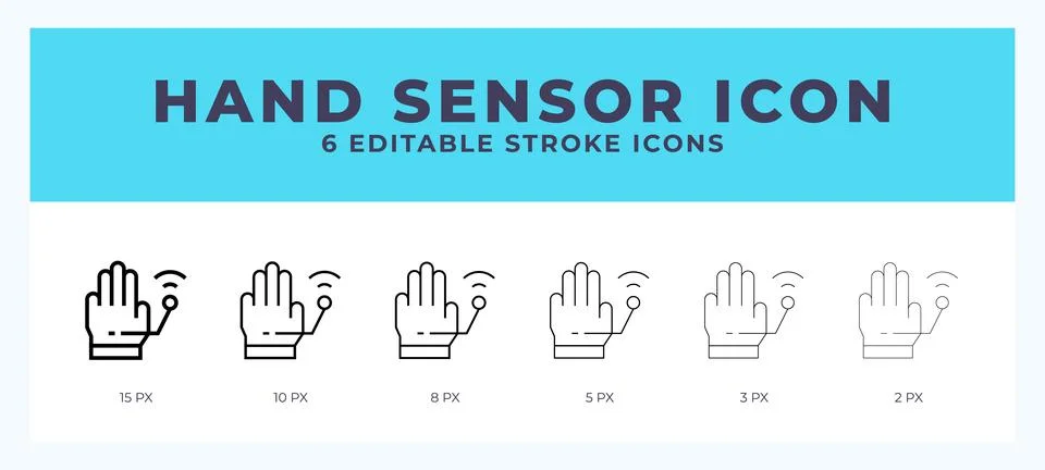 Hand sensor icon illustration vector with editable stroke. Stock Illustration
