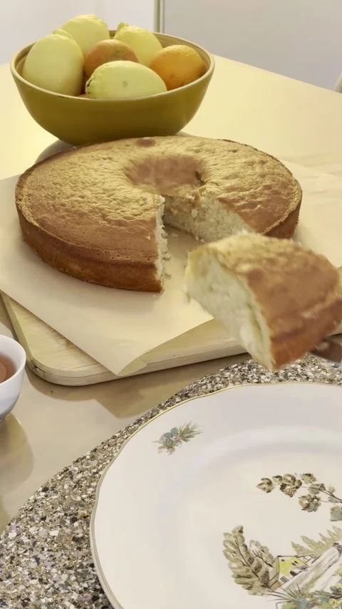 Hand Serving Cake Slice On Modern Table Close Up Stock Footage 320778942