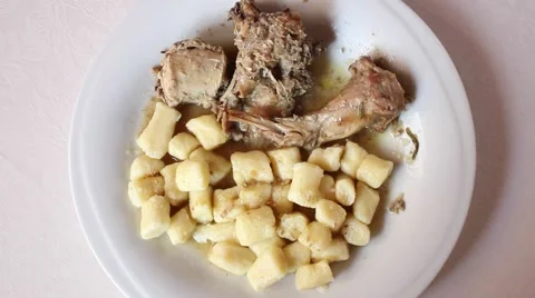 Hand serving meat chicken Stock Footage 47211046