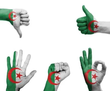 Hand set with the flag of algeria Stock Illustration